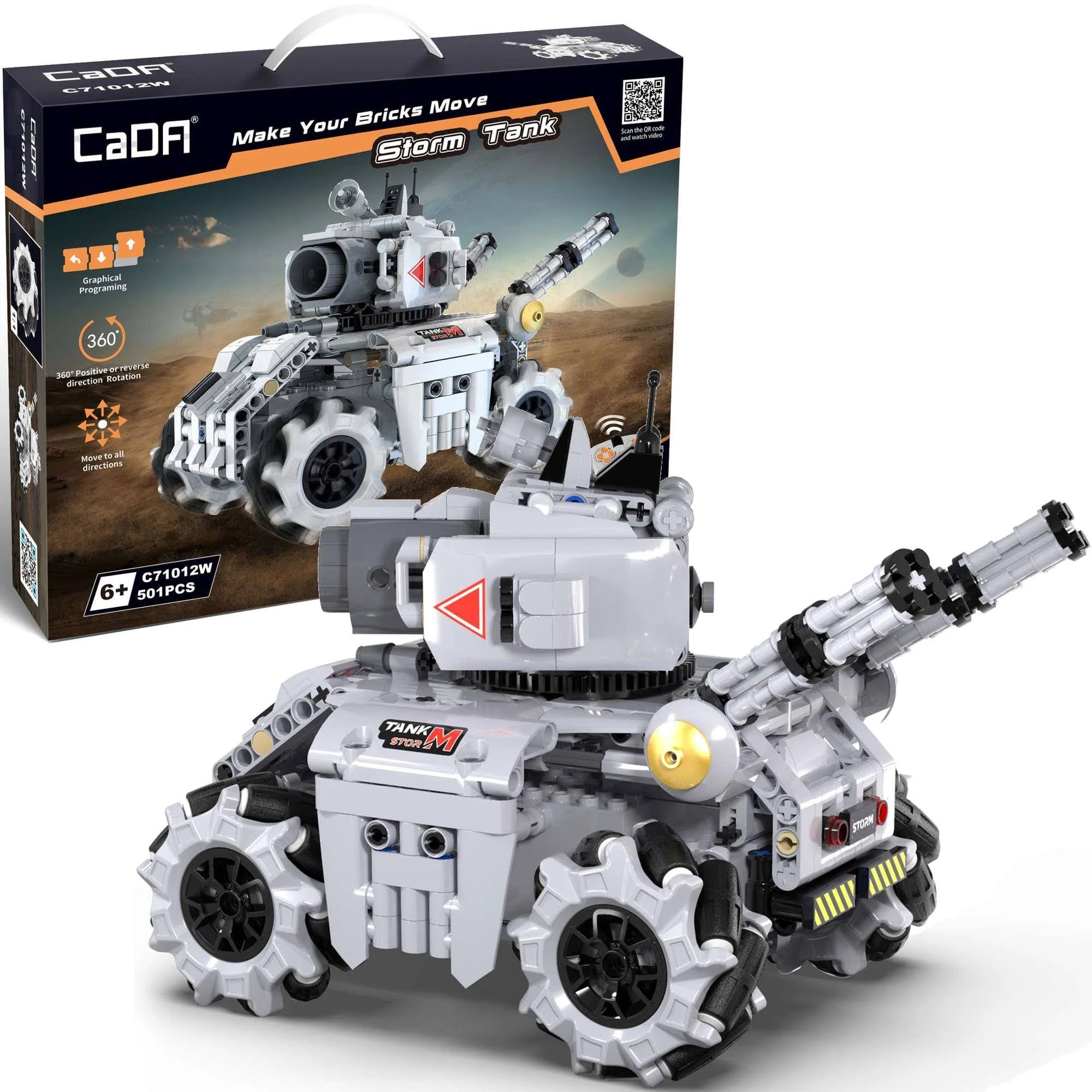 Cada C71012W Klocki Pojazd czołg zdalnie sterowany RC 501 elementów