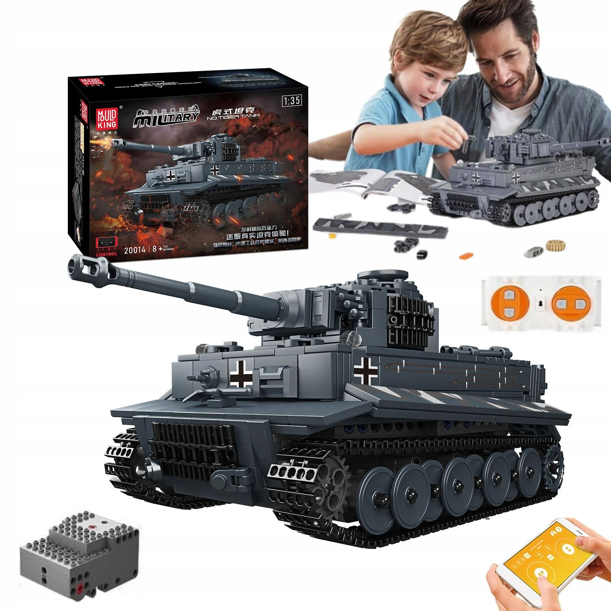 Czołg Tiger - Klocki MOULD King 800el. TECHNIC