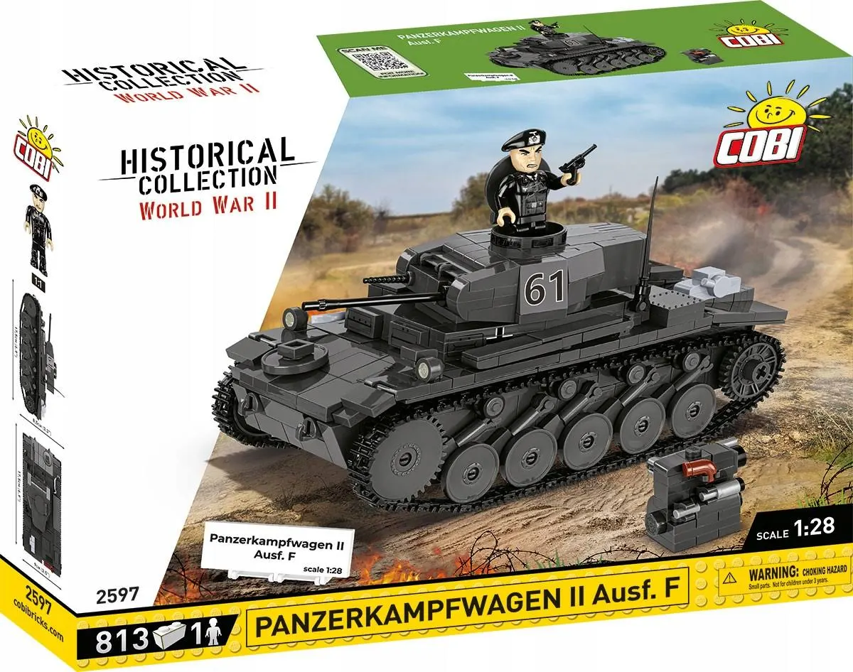 Klocki Cobi 2597 Czołg Panzerkampfwagen II Hc WW2 813 El. Płytka
