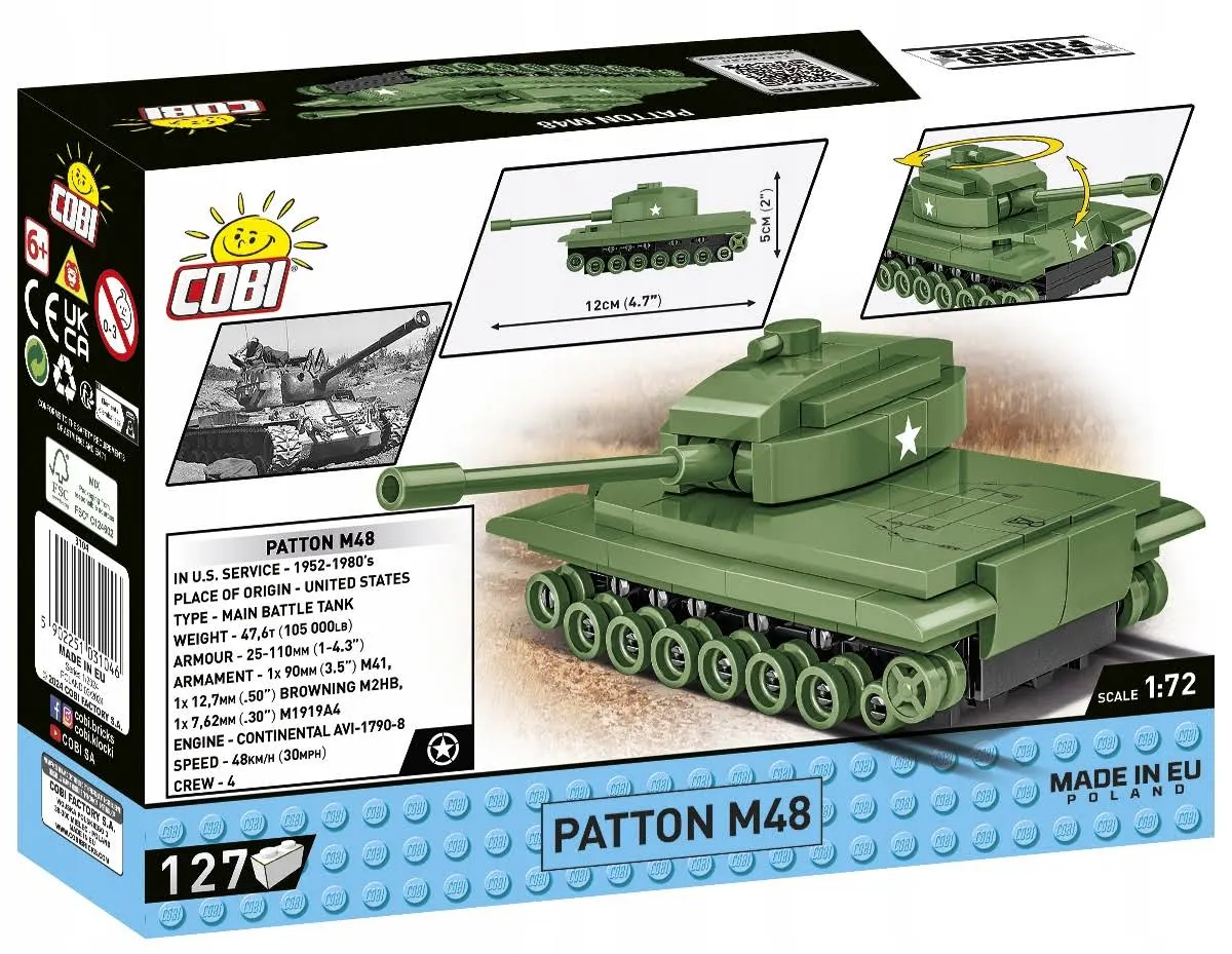 Klocki Cobi 3104 Czołg Patton M48 Armed Forces 127 El. Płytka