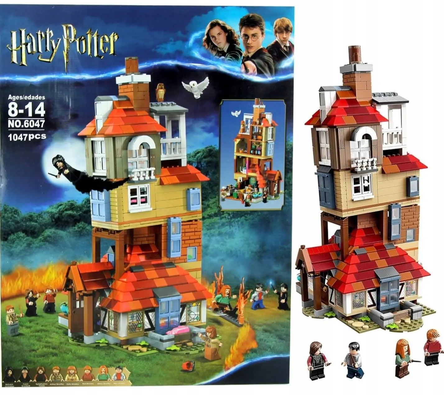 Klocki Harry Potter Atak Na Norę 1047 elementów Dom Rona Bardzo Duży Zestaw