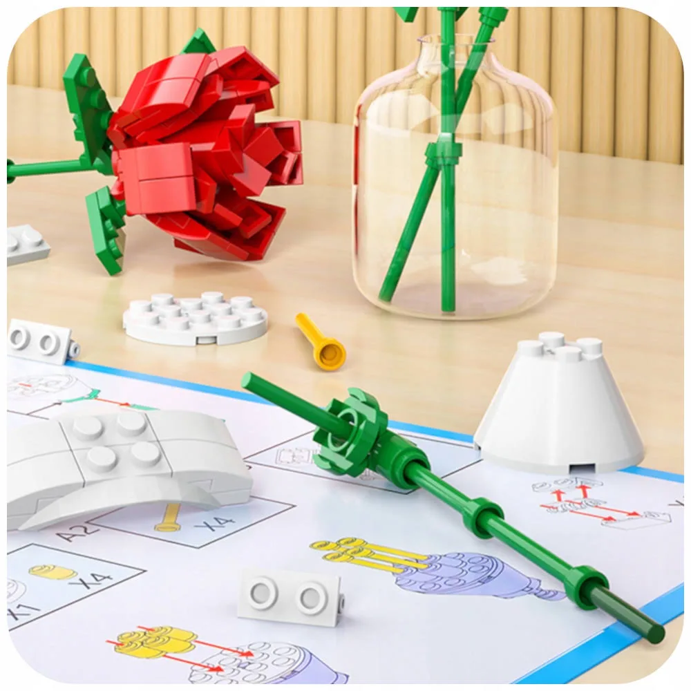 Kwiat Z Klocków Kwiatek Klocki Konstrukcyjne Zestaw Na Walentynki