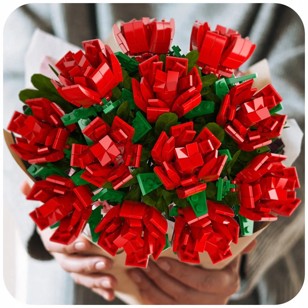 Kwiat Z Klocków Kwiatek Klocki Konstrukcyjne Zestaw Na Walentynki