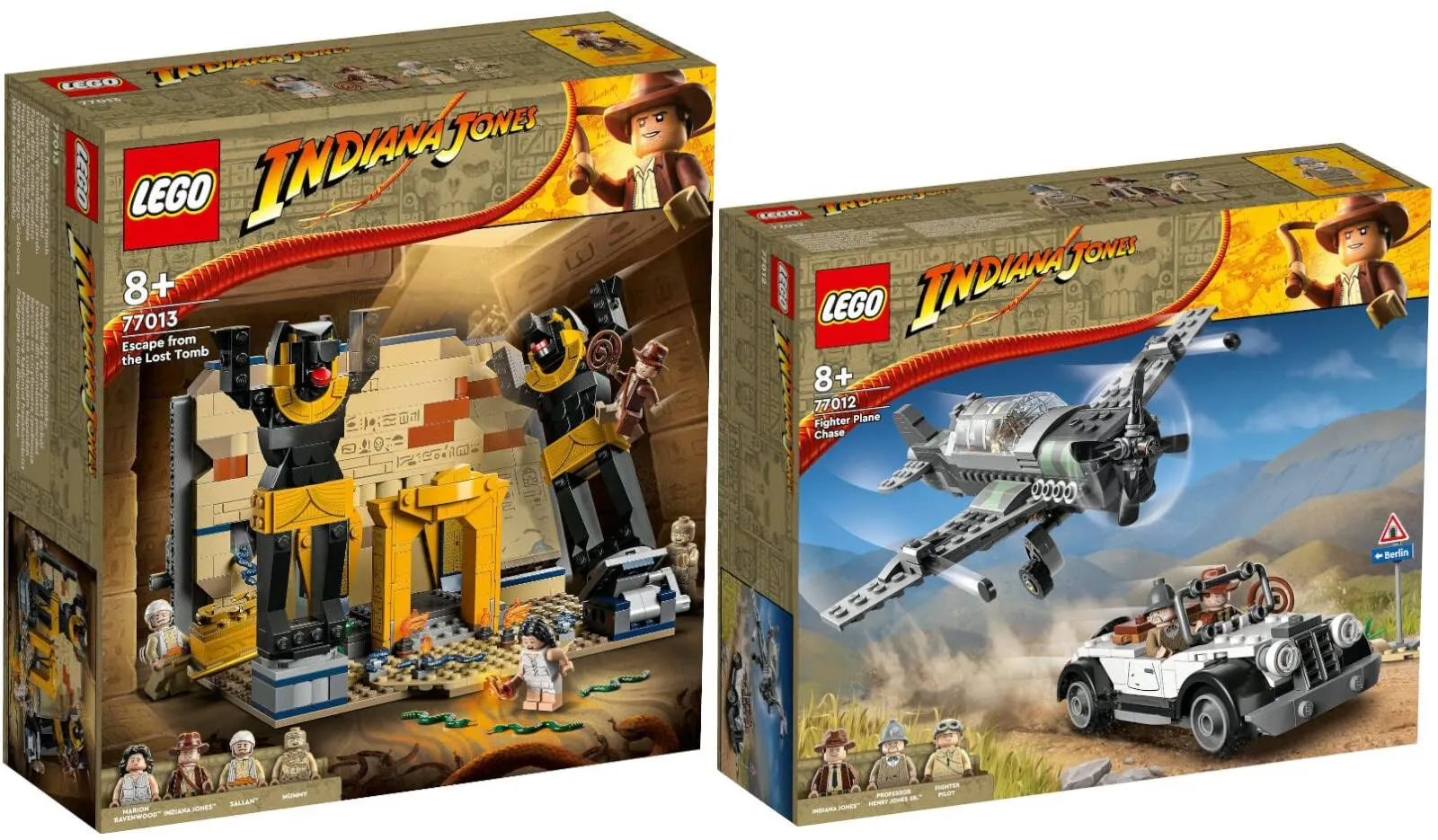 Lego Indiana Jones zestaw 2-częściowy: 77012 ucieczka przed samolotem myśliwskim i 77013 ucieczka z grobu