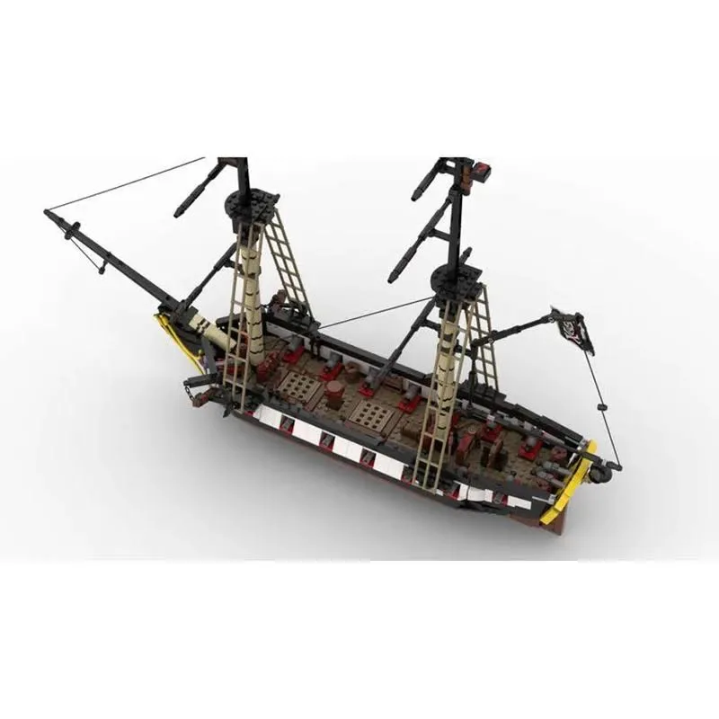 MOC Barracuda Brig-Coastal Raider klocki statek piracki zmontowany Model seria żeglarska DIY zabawki