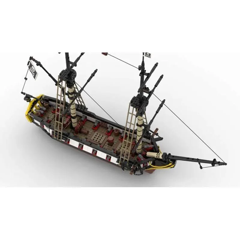 MOC Barracuda Brig-Coastal Raider klocki statek piracki zmontowany Model seria żeglarska DIY zabawki