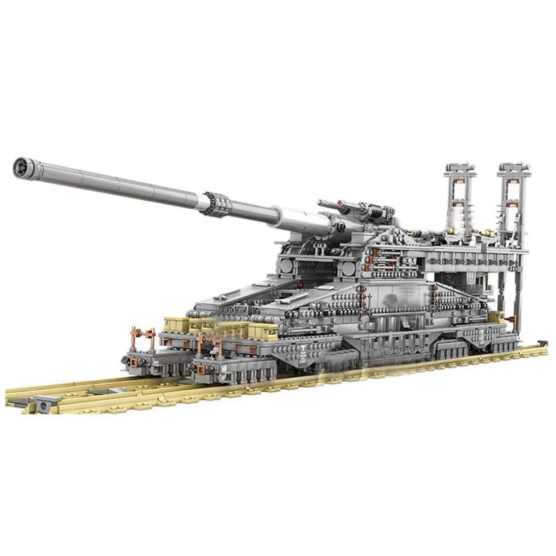 PEXL Technik, czołg - zestaw klocków 3 w 1, w skali 1:72 z działem Dora WW2, 3800 klocków zaciskowych i 8 figurek mini, klocki są kompatybilne z Lego