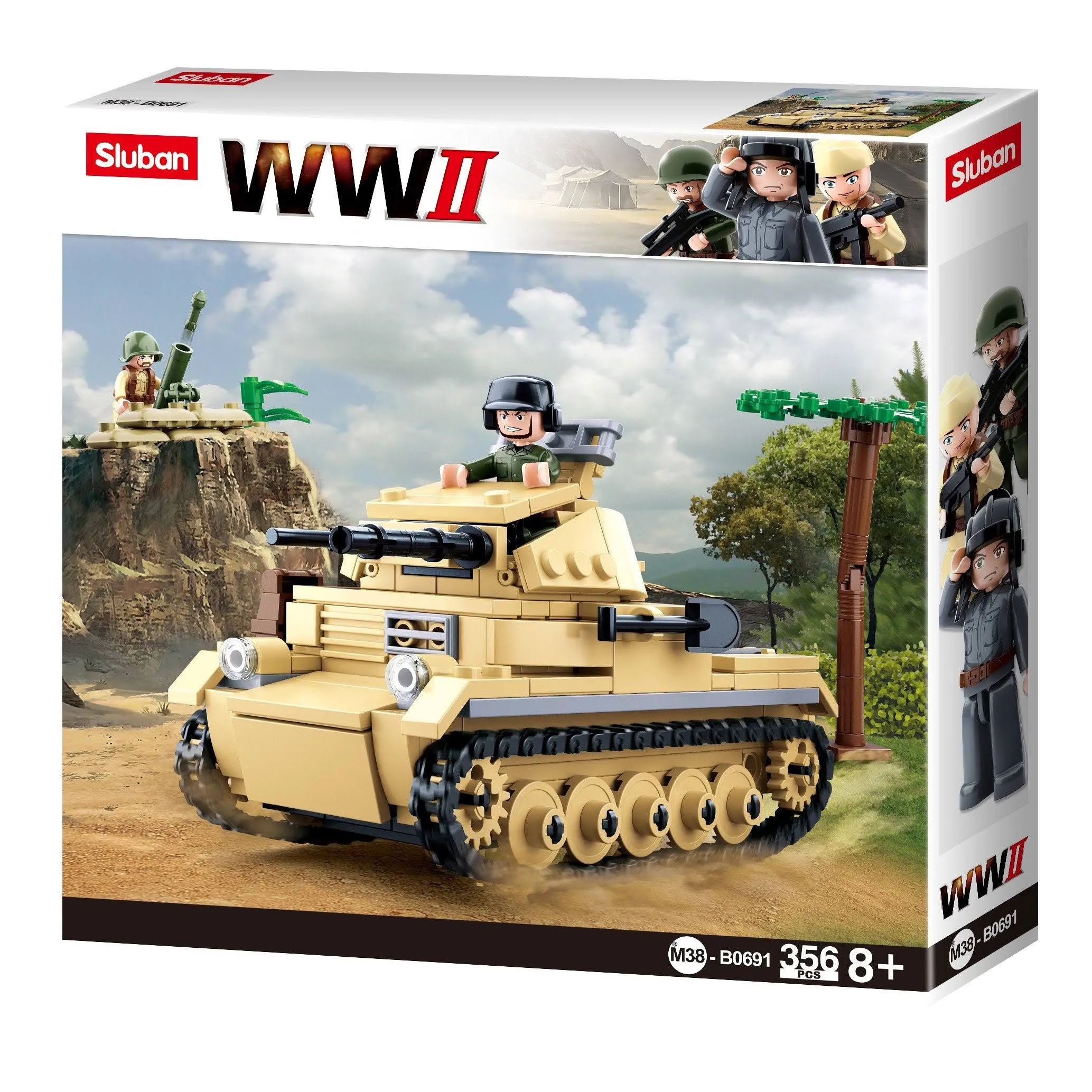 Sluban WWII M38-B0691 Niemiecki czołg Panzer II / Lego - kompatybilny
