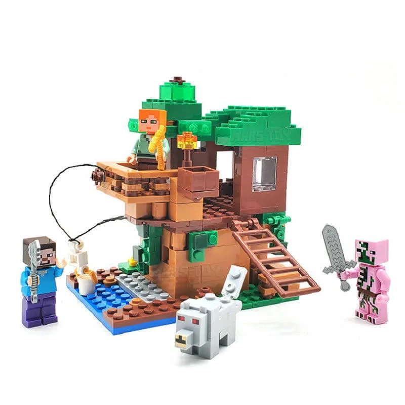 Zestaw Klocki I Figurki My World Minecraft Domek Na Drzewie + Figurki