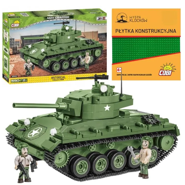 Klocki Cobi 2543 Czołg M24 Chaffee 590 El. 2 Figurki I Płytka Konstrukcyjna