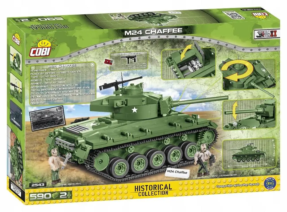 Klocki Cobi 2543 Czołg M24 Chaffee 590 El. 2 Figurki I Płytka Konstrukcyjna