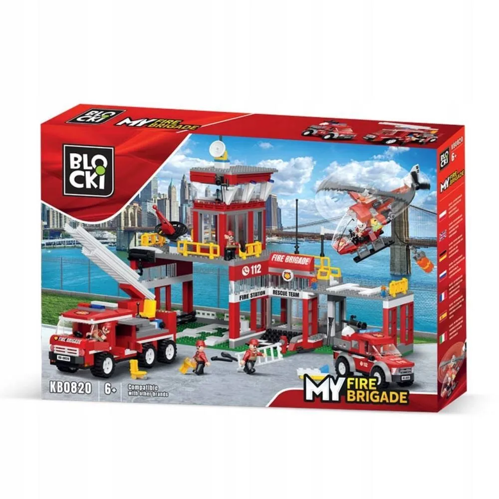 Klocki Remiza Strażacka Straż Pożarna Wóz Strażacki Płytka Cobi 841 El.