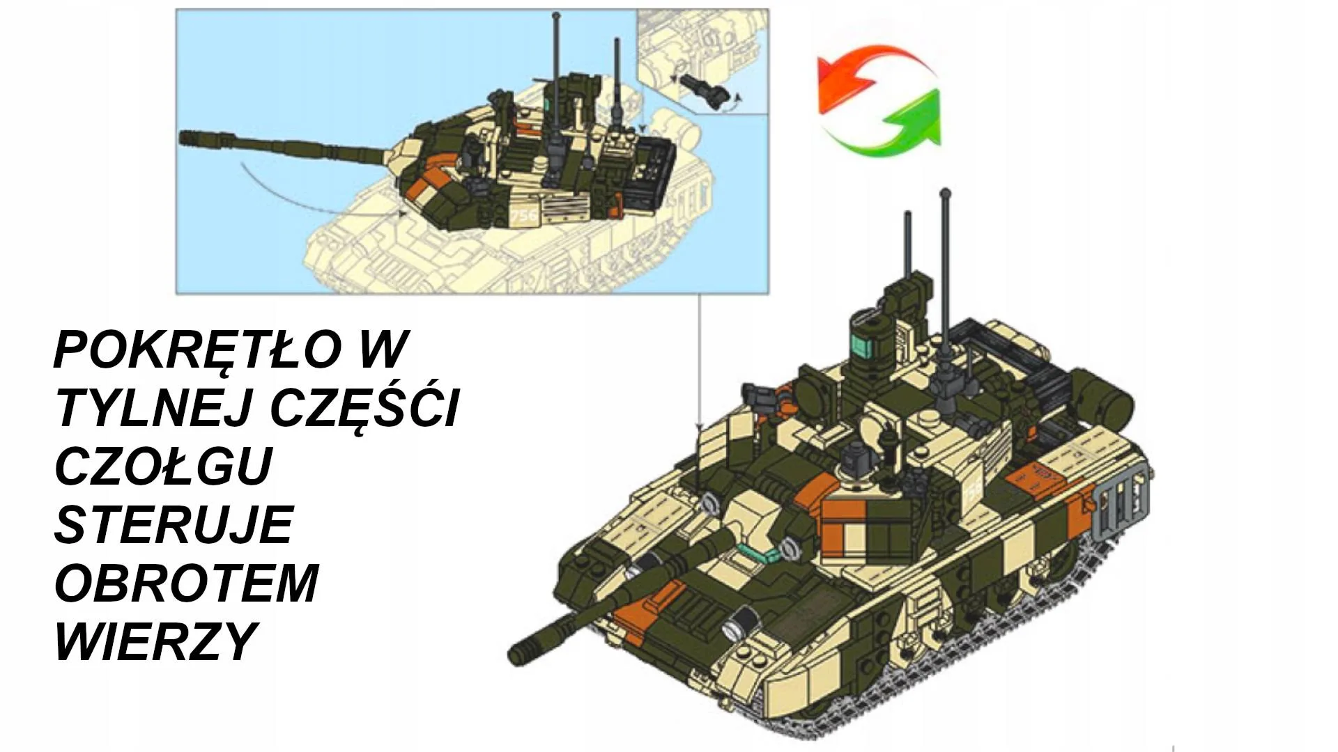 KLOCKI WOJSKO CZOŁG ROSYJSKI T-90 MS MASKOWANIE WOJSKO FIGURKA + BROŃ