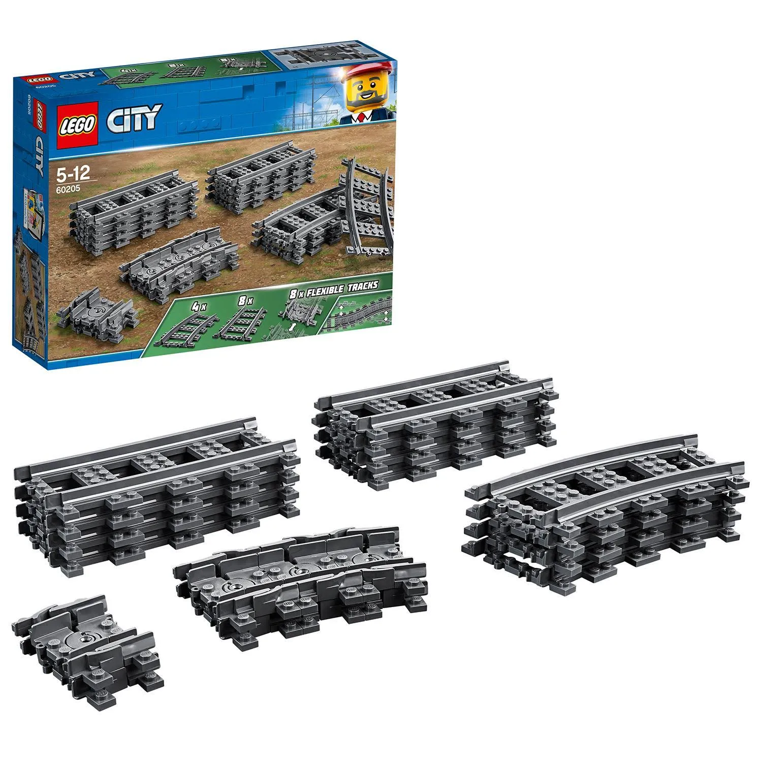 Klocki Lego Zestaw Klocków dla Chłopaka Klocki City Tory Kolejowe 5+