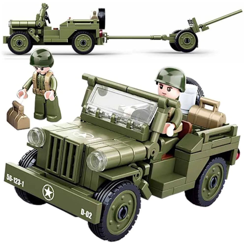 tomdorix Klocki Wojsko JEEP WILLYS MB + Armata 143el komp. LEGO