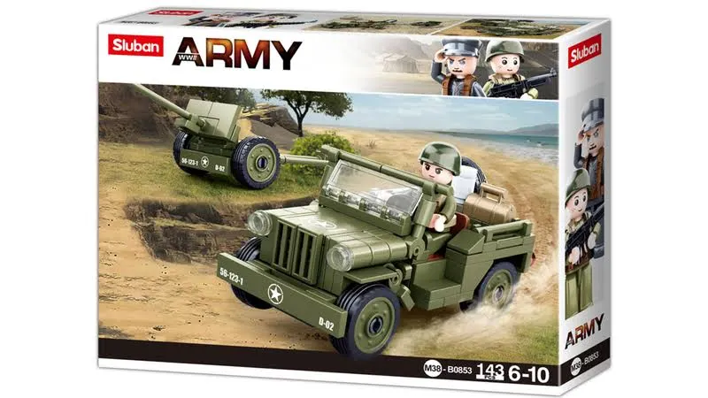 tomdorix Klocki Wojsko JEEP WILLYS MB + Armata 143el komp. LEGO