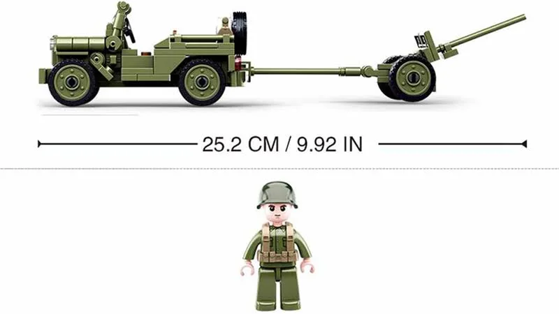 tomdorix Klocki Wojsko JEEP WILLYS MB + Armata 143el komp. LEGO
