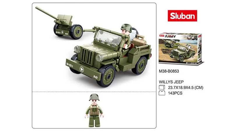 tomdorix Klocki Wojsko JEEP WILLYS MB + Armata 143el komp. LEGO