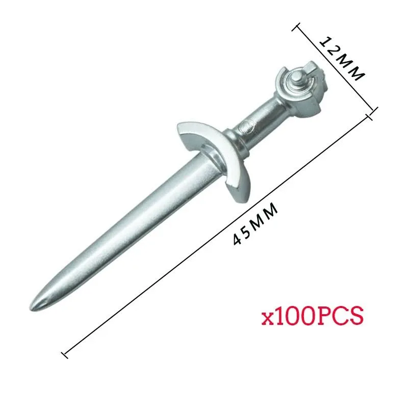 100 sztuk MOC średniowieczne rycerze broń rzym Warriors Elf Soldiers miecz klocki DIY akcesoria