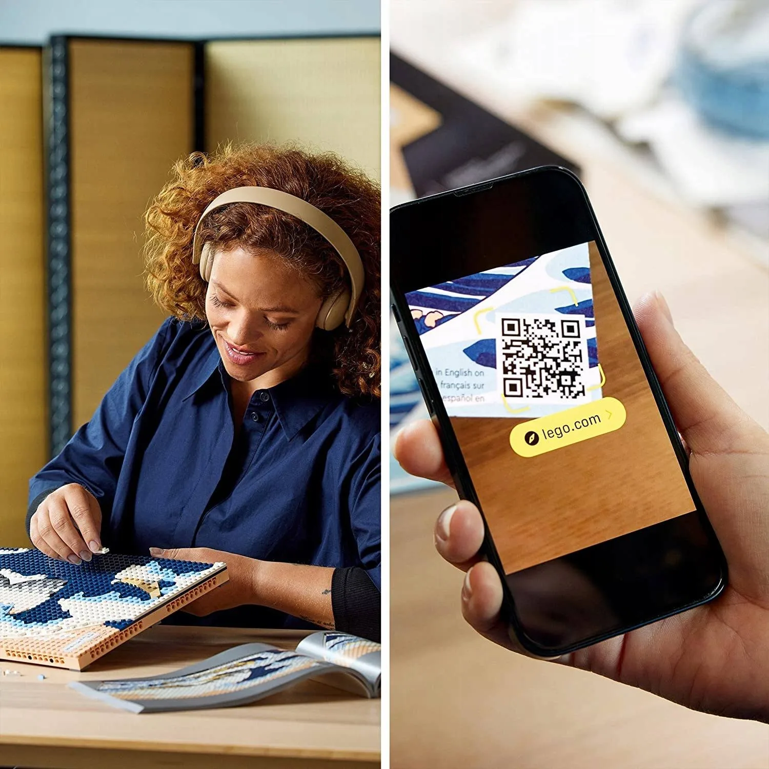 Lego Japoński Panel Ścienny Wielka Fala Realistyczny Obraz 3D Dekoracja