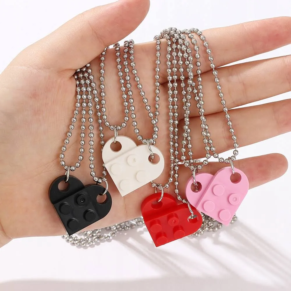 Naszyjnik Best Friends Serce Typu Lego Red 2szt
