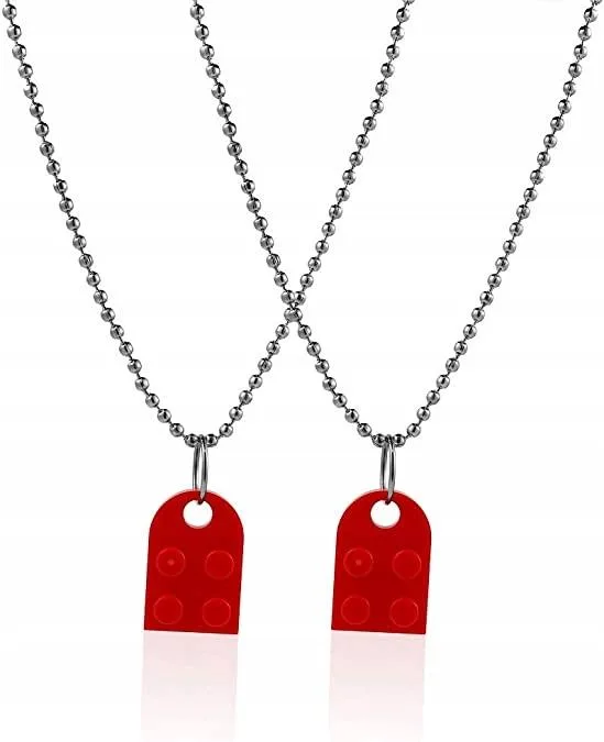 Naszyjnik Best Friends Serce Typu Lego Red 2szt